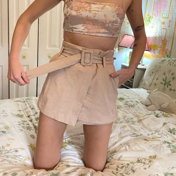 Zara suede 60s style Coral pink shorts skirt skort! - Picture 2 of 7